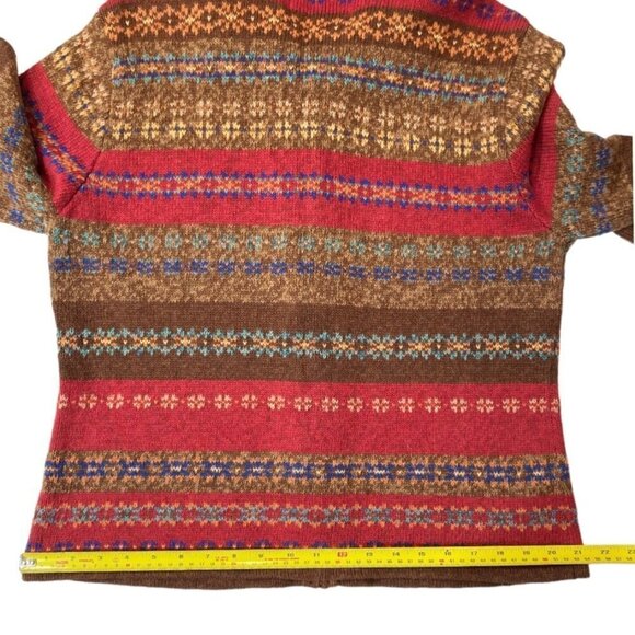 Vintage TIARA INTERNATIONAL Women's Zip Sweater Large Nordic Tribal Red Multi - Picture 11 of 14